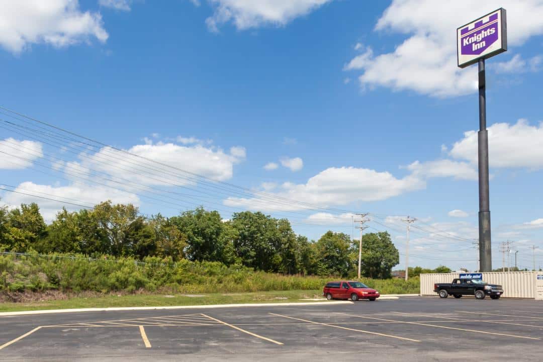 Hotel exterior parking.