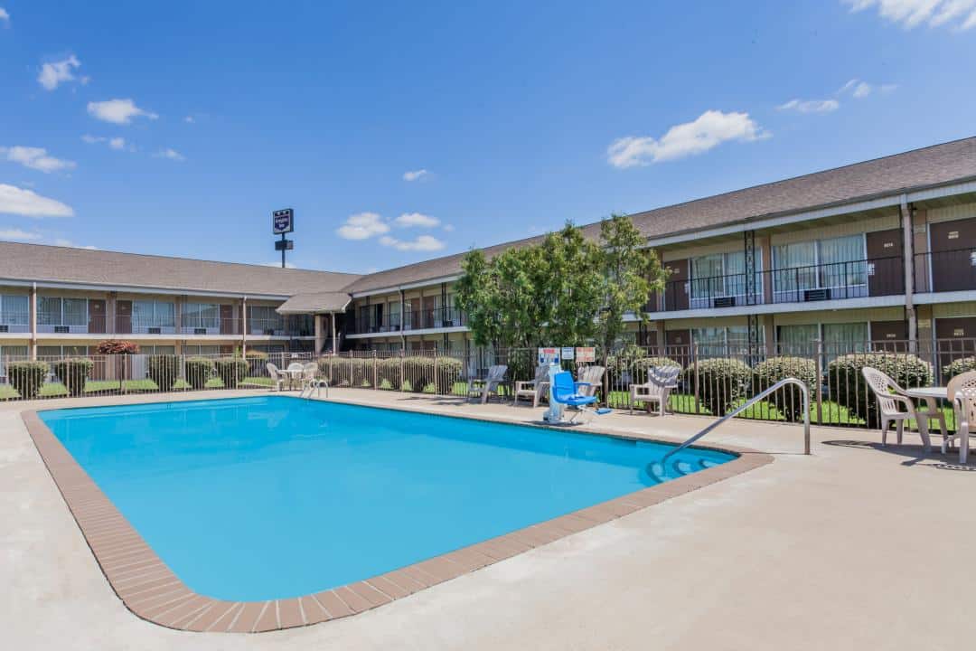 Hotel outdoor pool area.