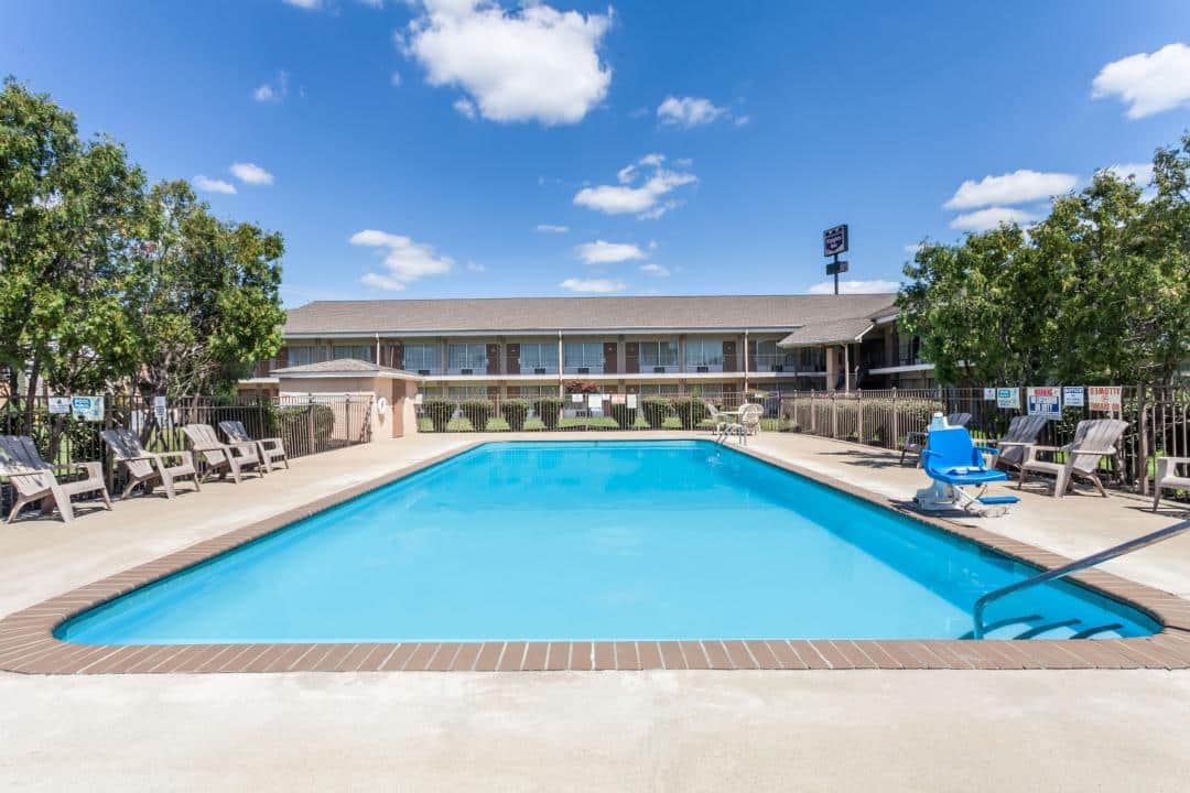 Hotel outdoor pool area.