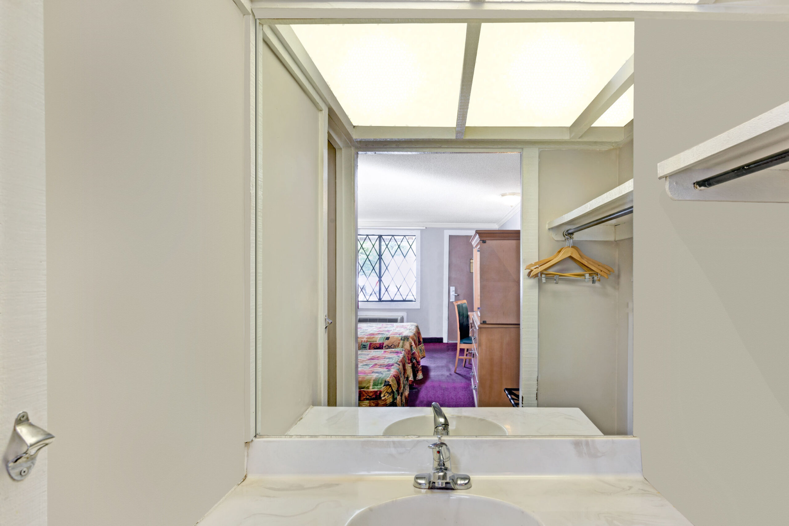 Hotel room bathroom.