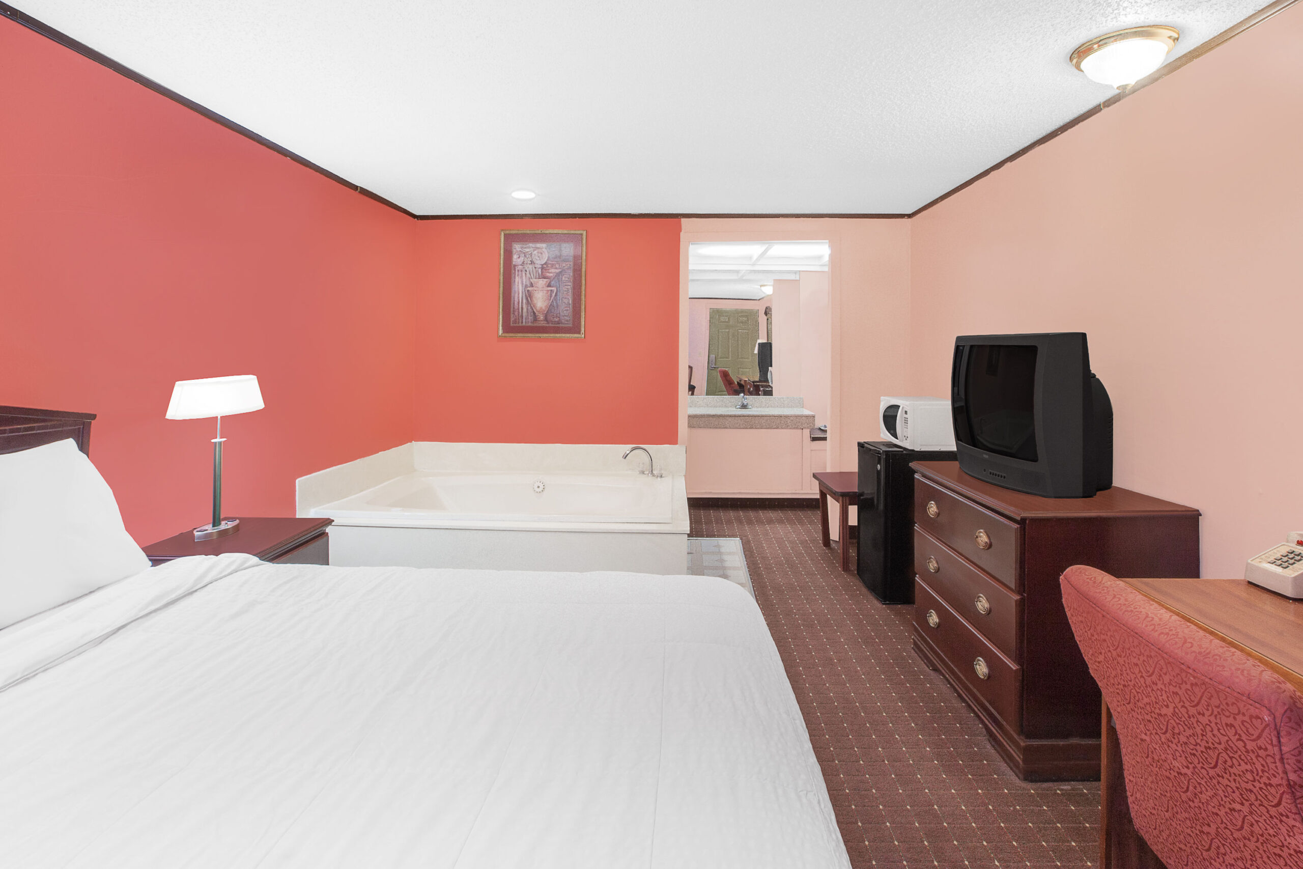 Hotel room jacuzzi.