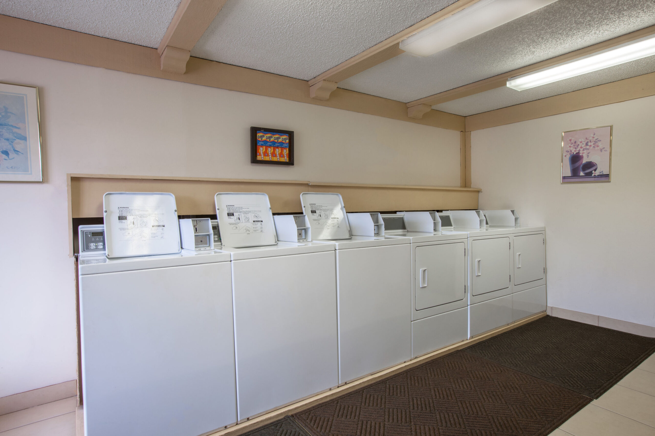 Hotel laundry facility area.