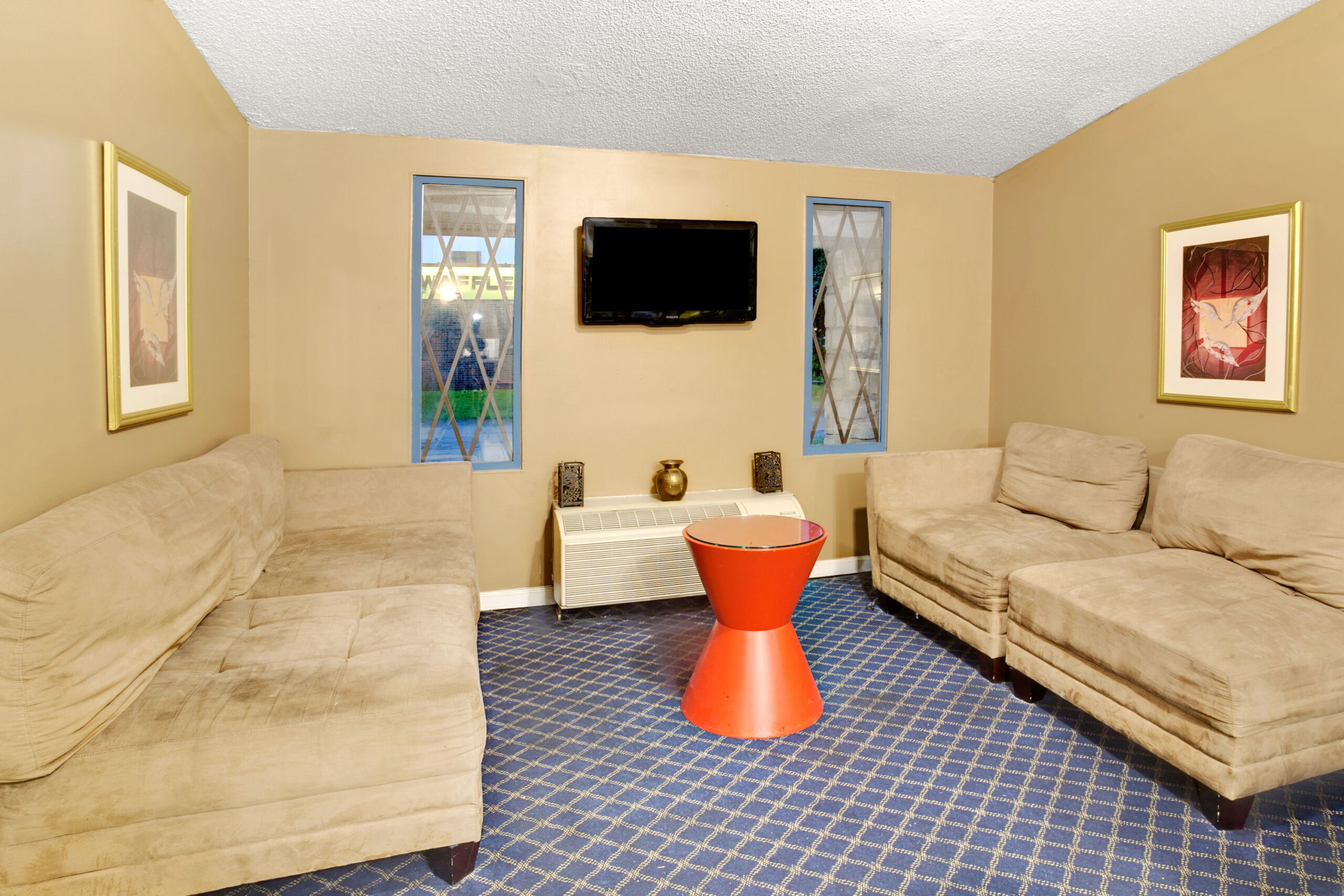 Hotel lobby seating area.