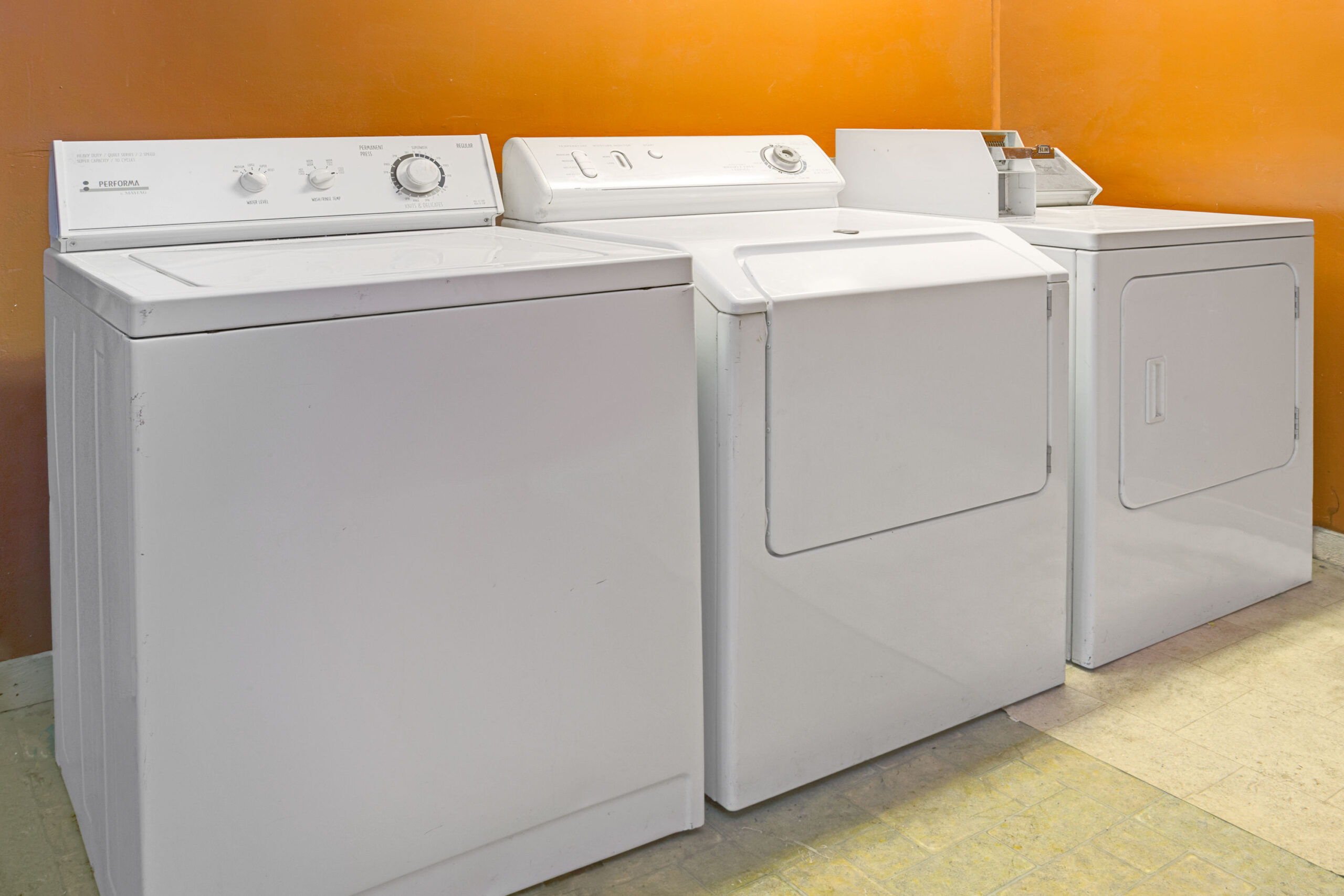 Hotel laundry facility area.