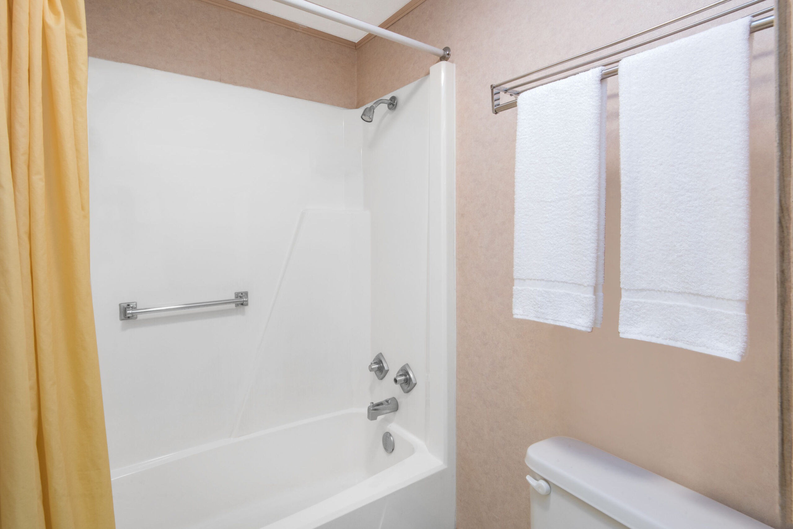 Hotel room bathroom.