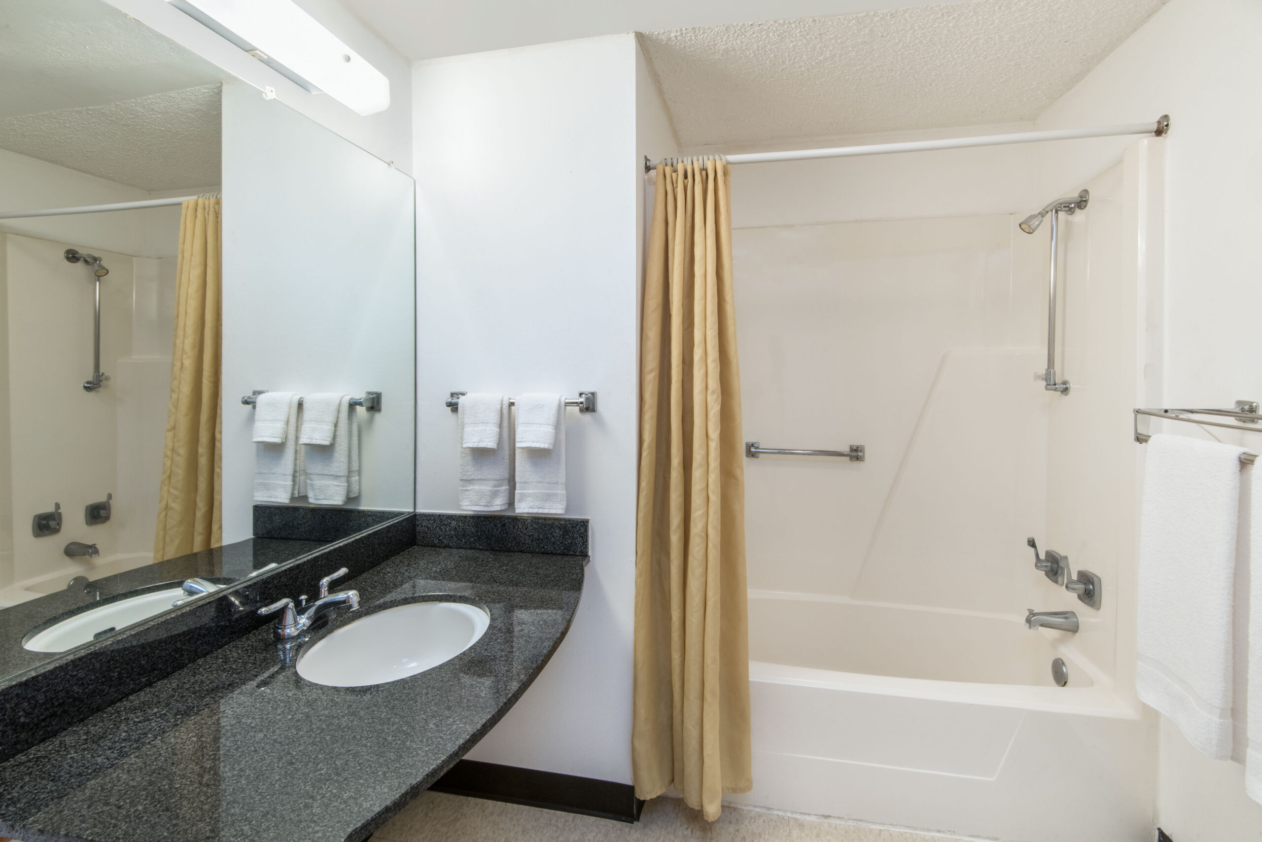 Hotel room bathroom.