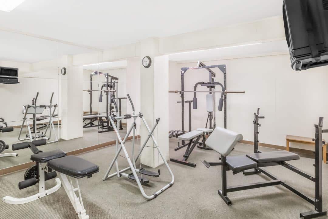 Hotel fitness center area.