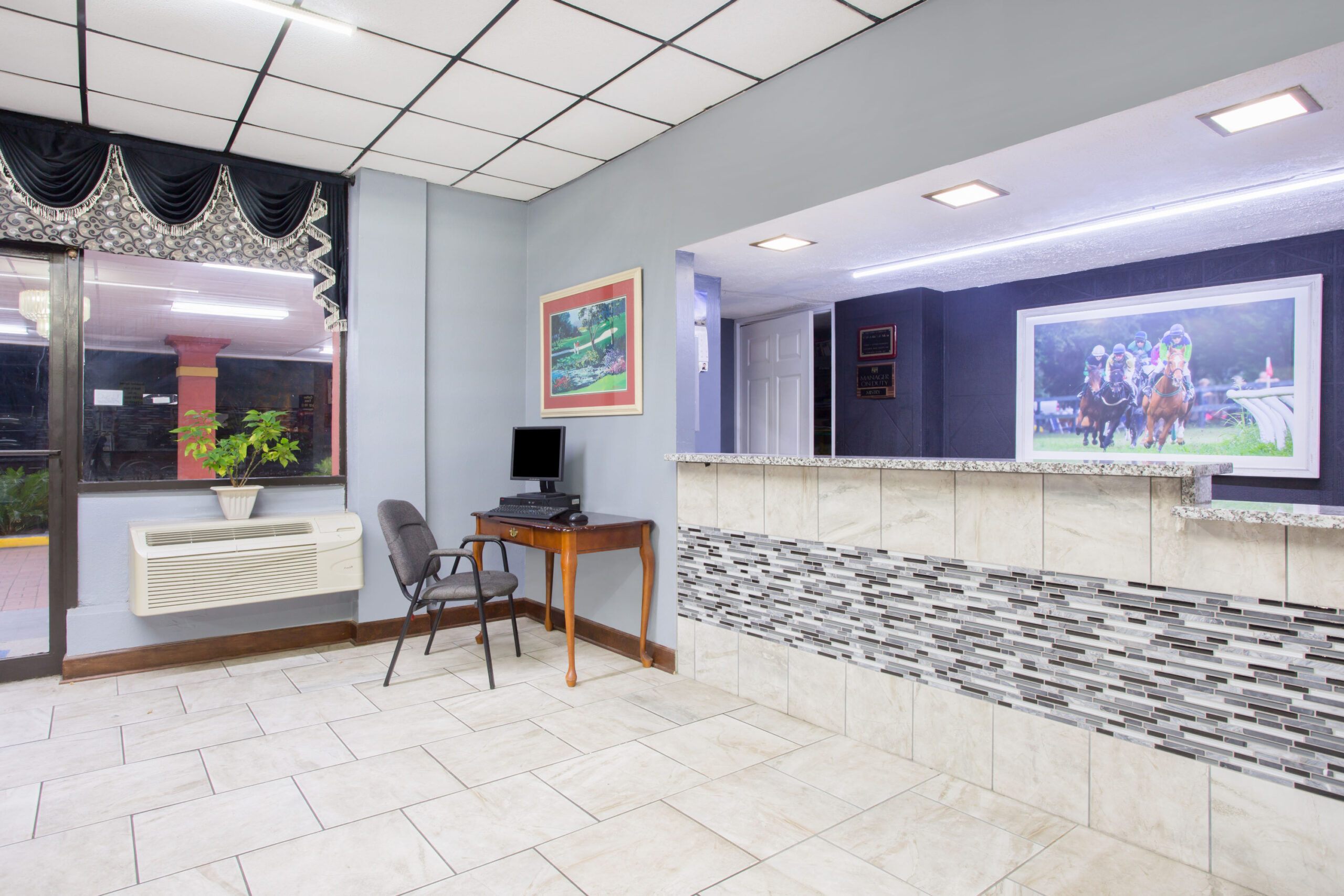 Hotel lobby area.