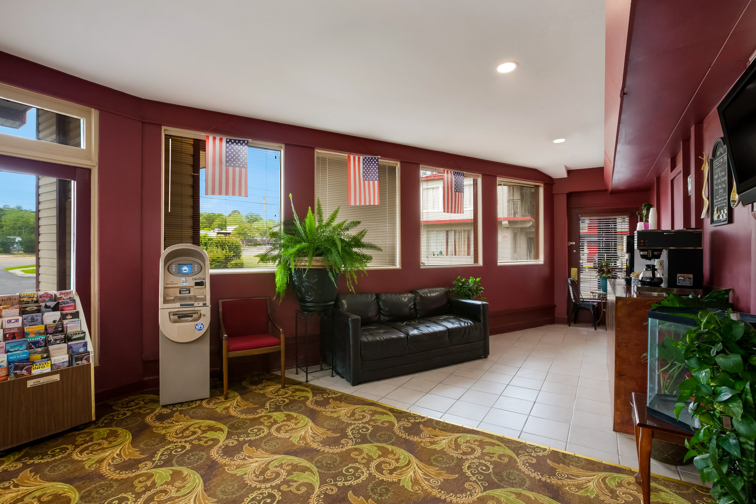 Hotel lobby seating area.