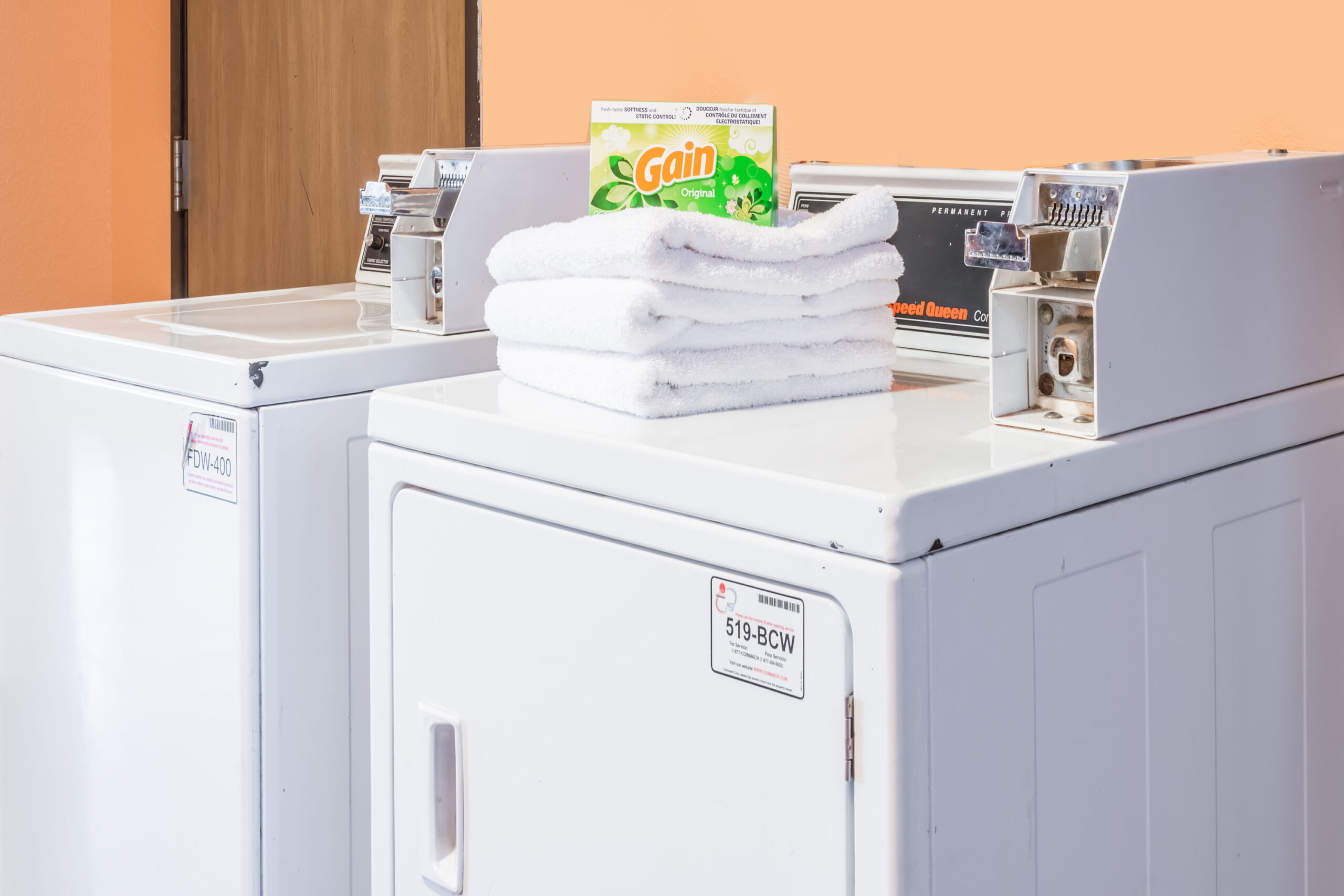 Hotel laundry facility area.