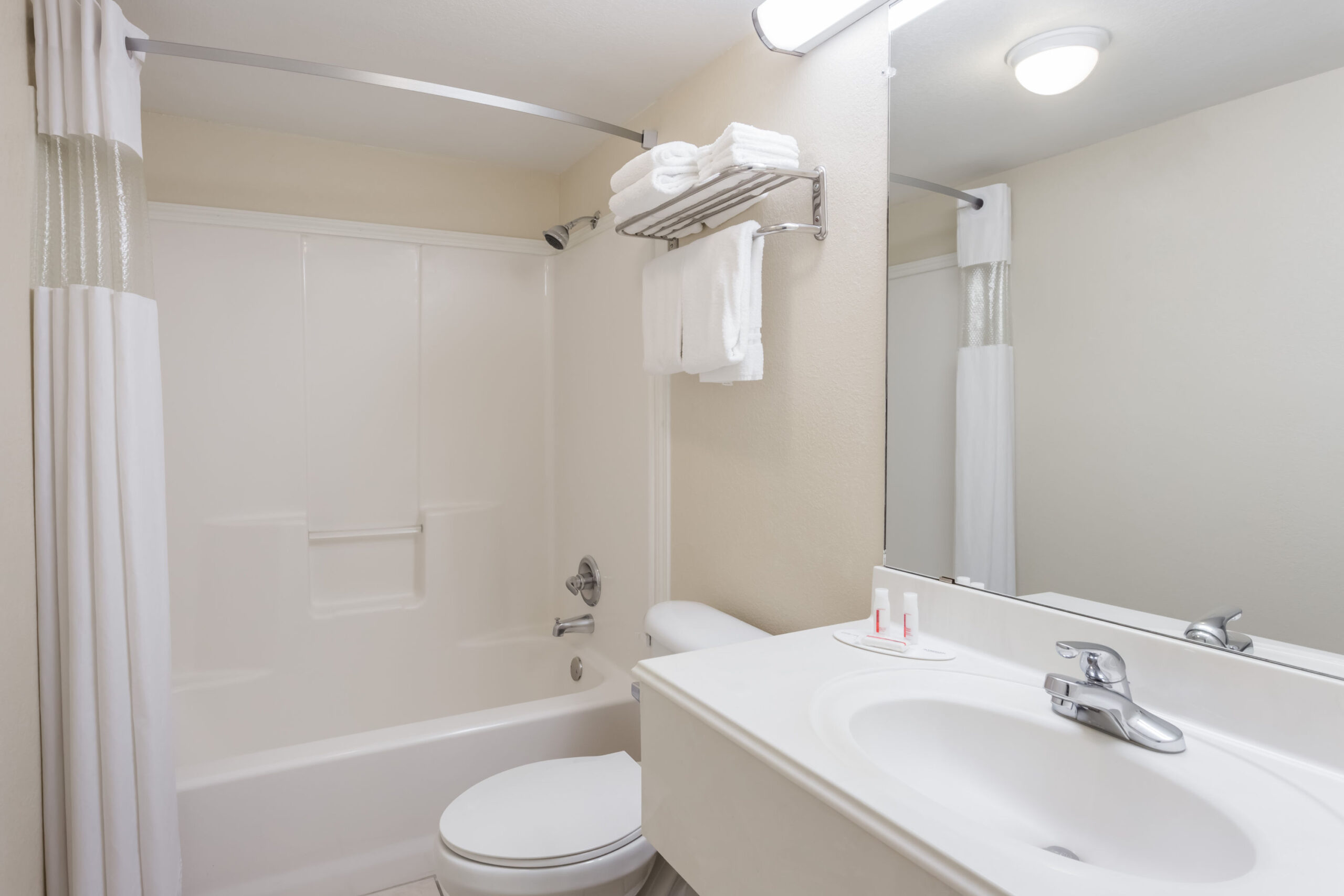 Hotel room bathroom.