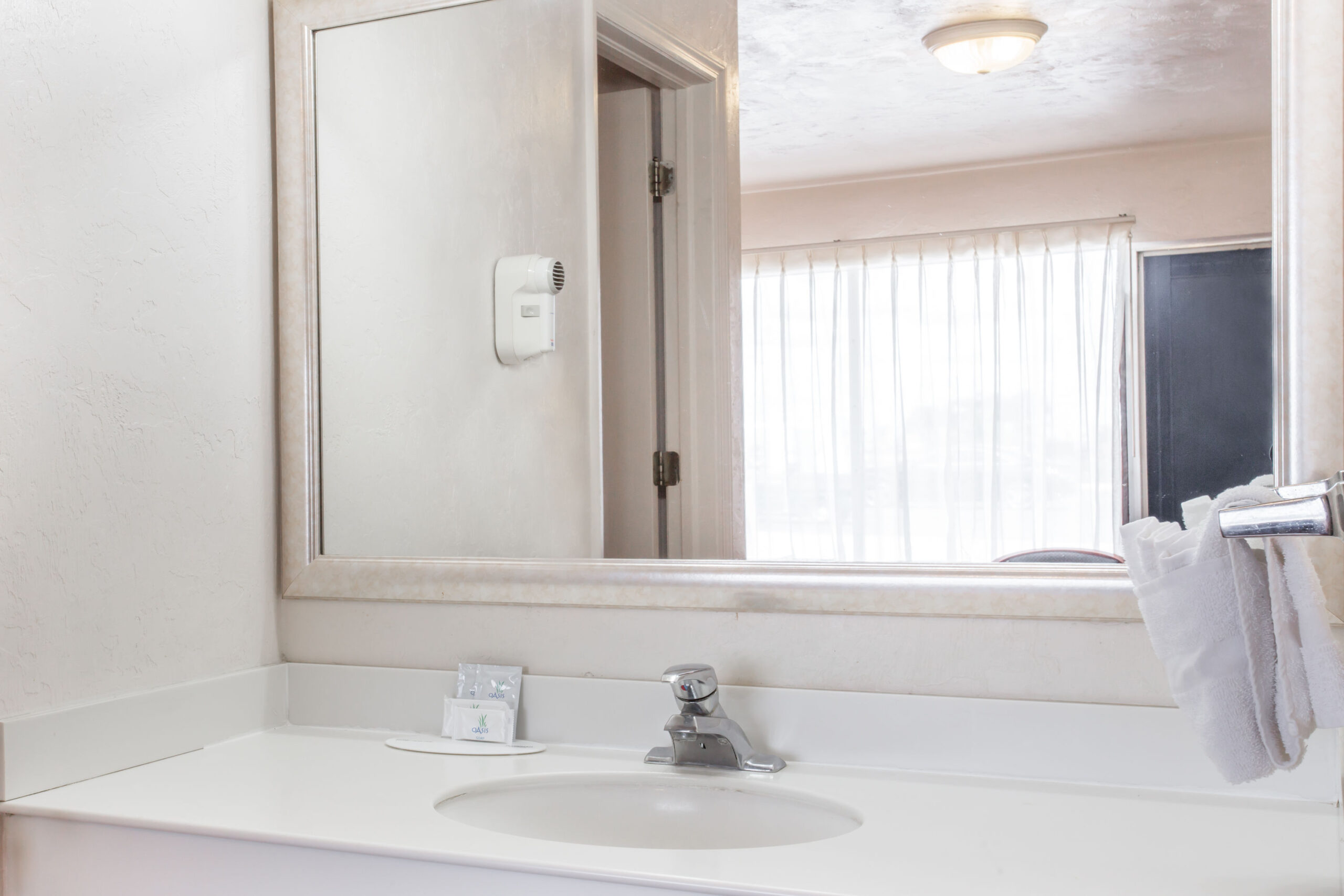 Hotel room bathroom.