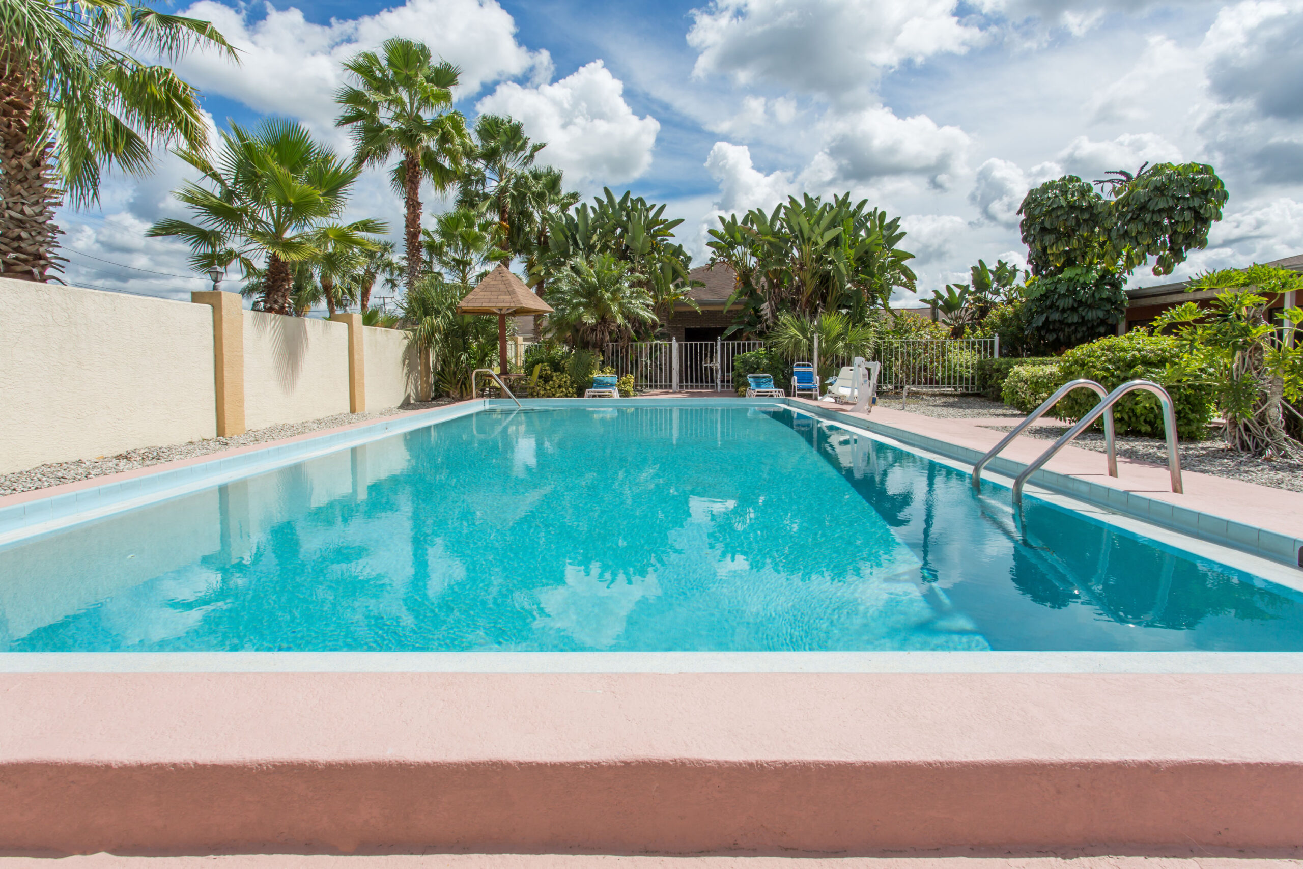 Hotel pool area.