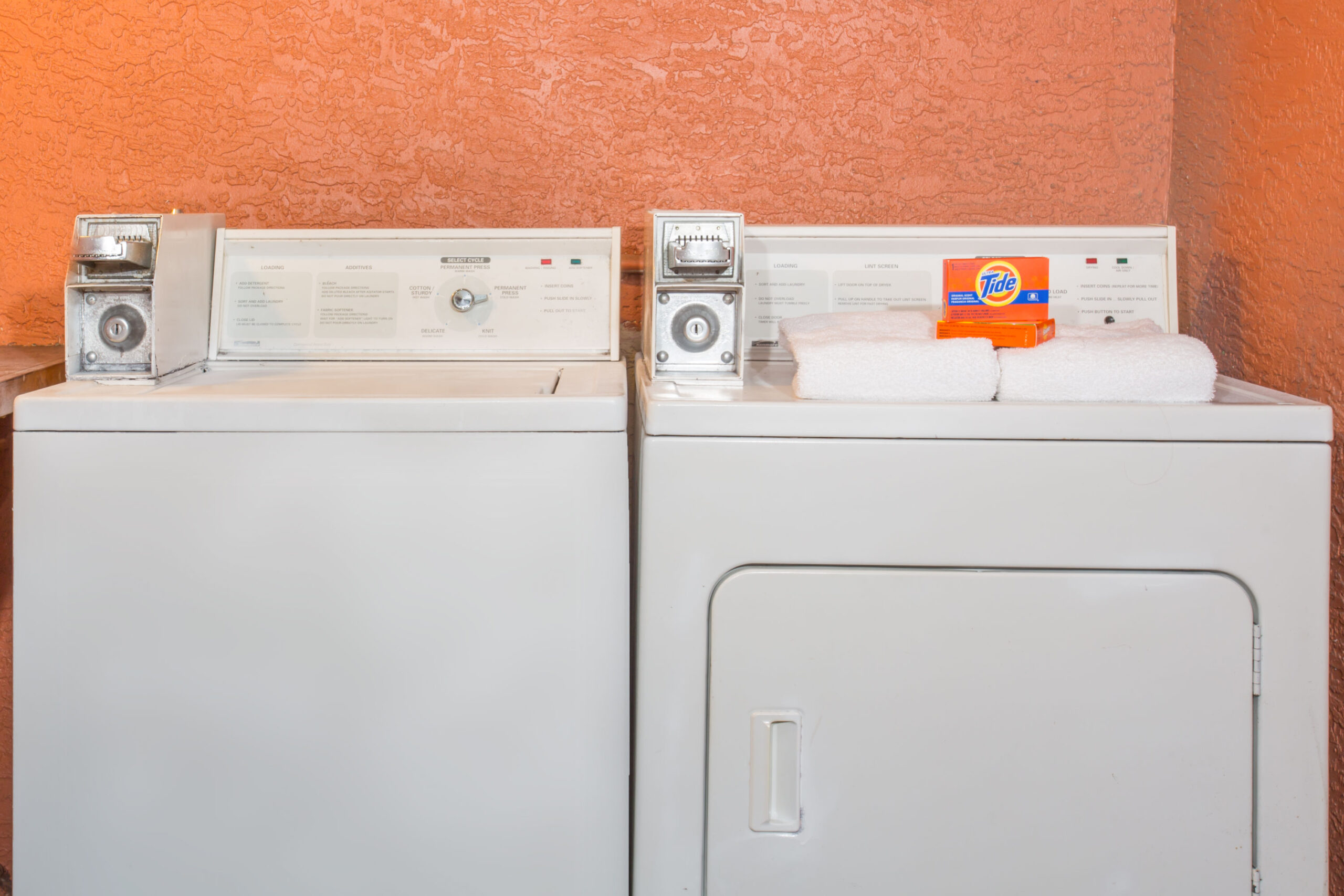 Hotel laundry facility area.