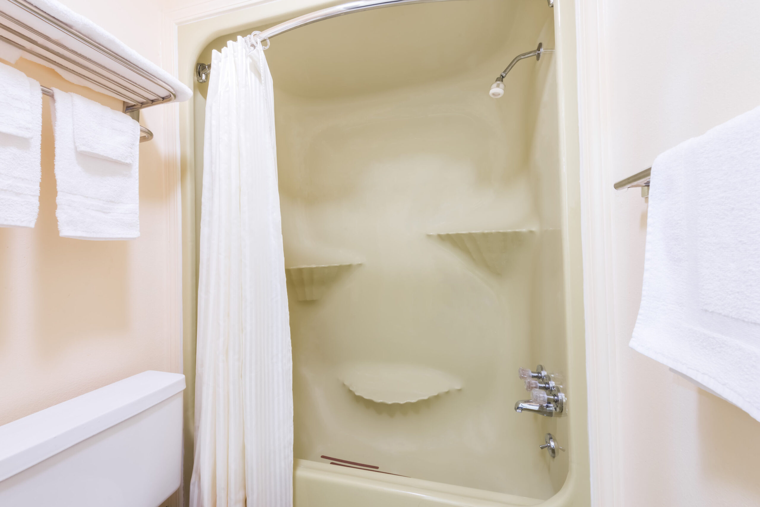 Hotel room bathroom.