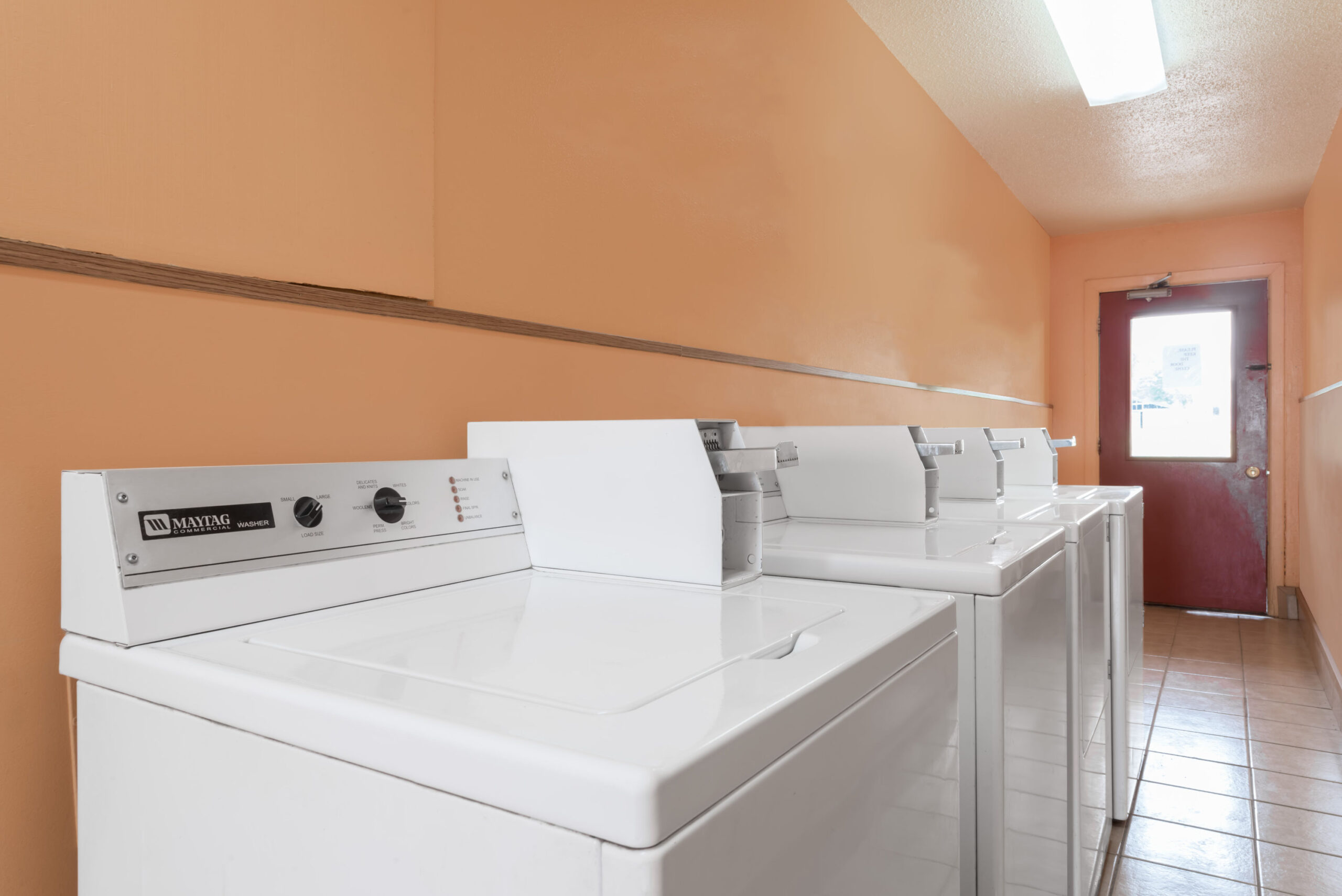Hotel laundry facility area.