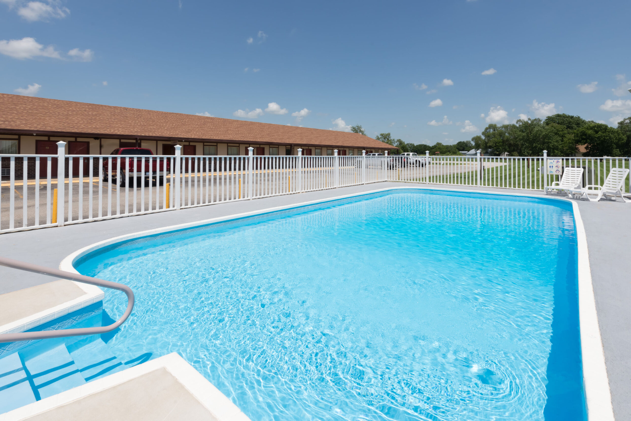 Hotel outdoor pool area.