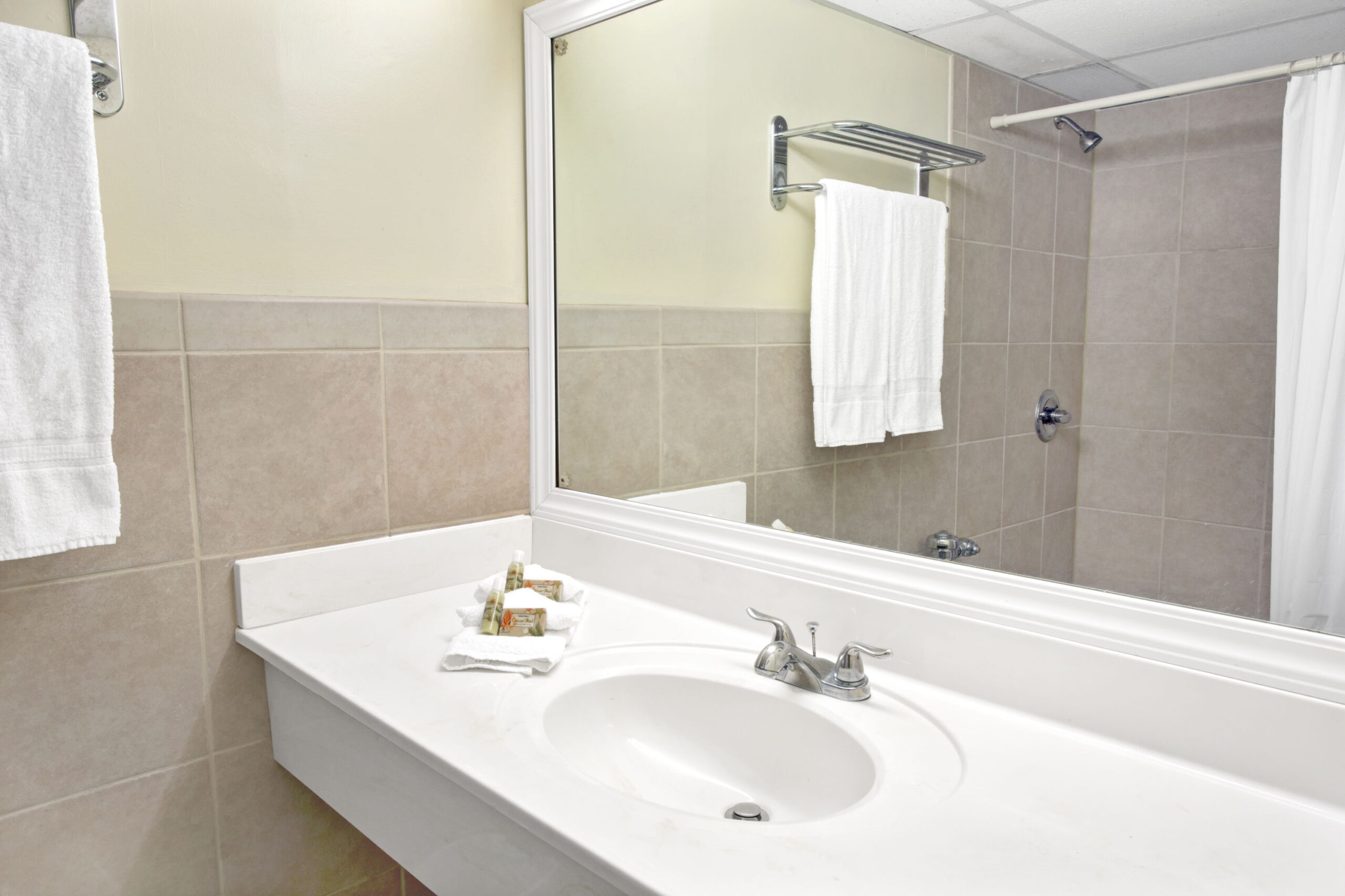 Hotel room bathroom.