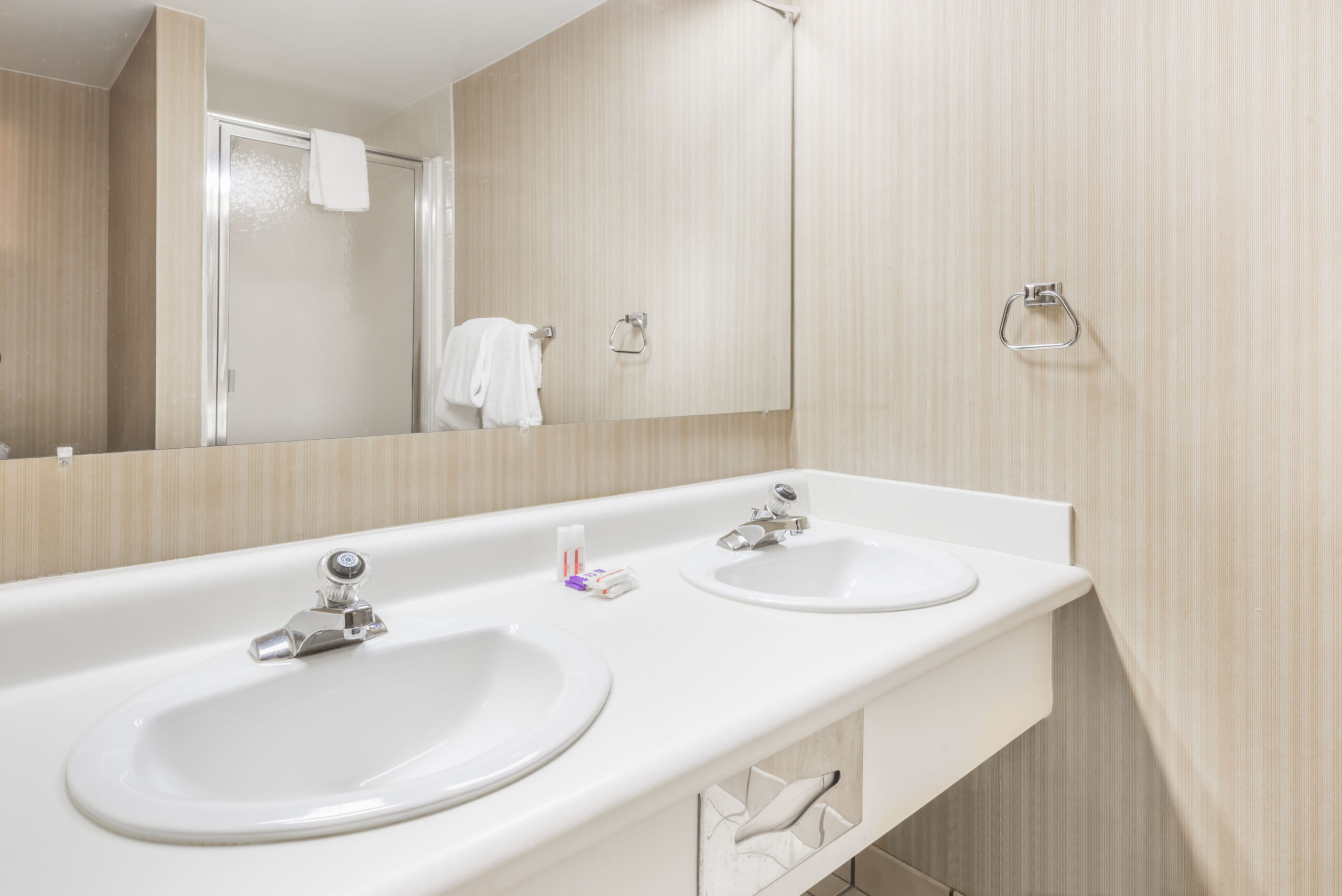 Hotel room bathroom.