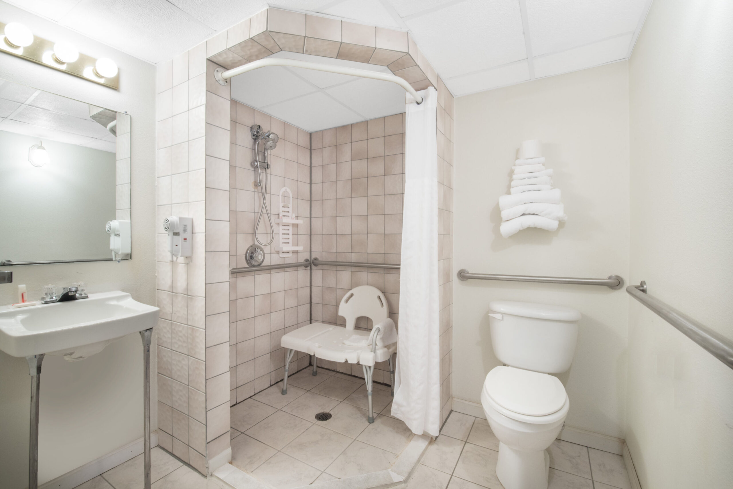 Hotel room bathroom.