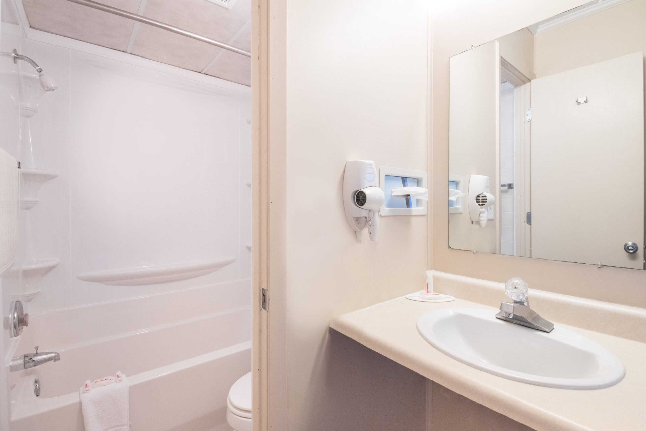 Hotel room bathroom.