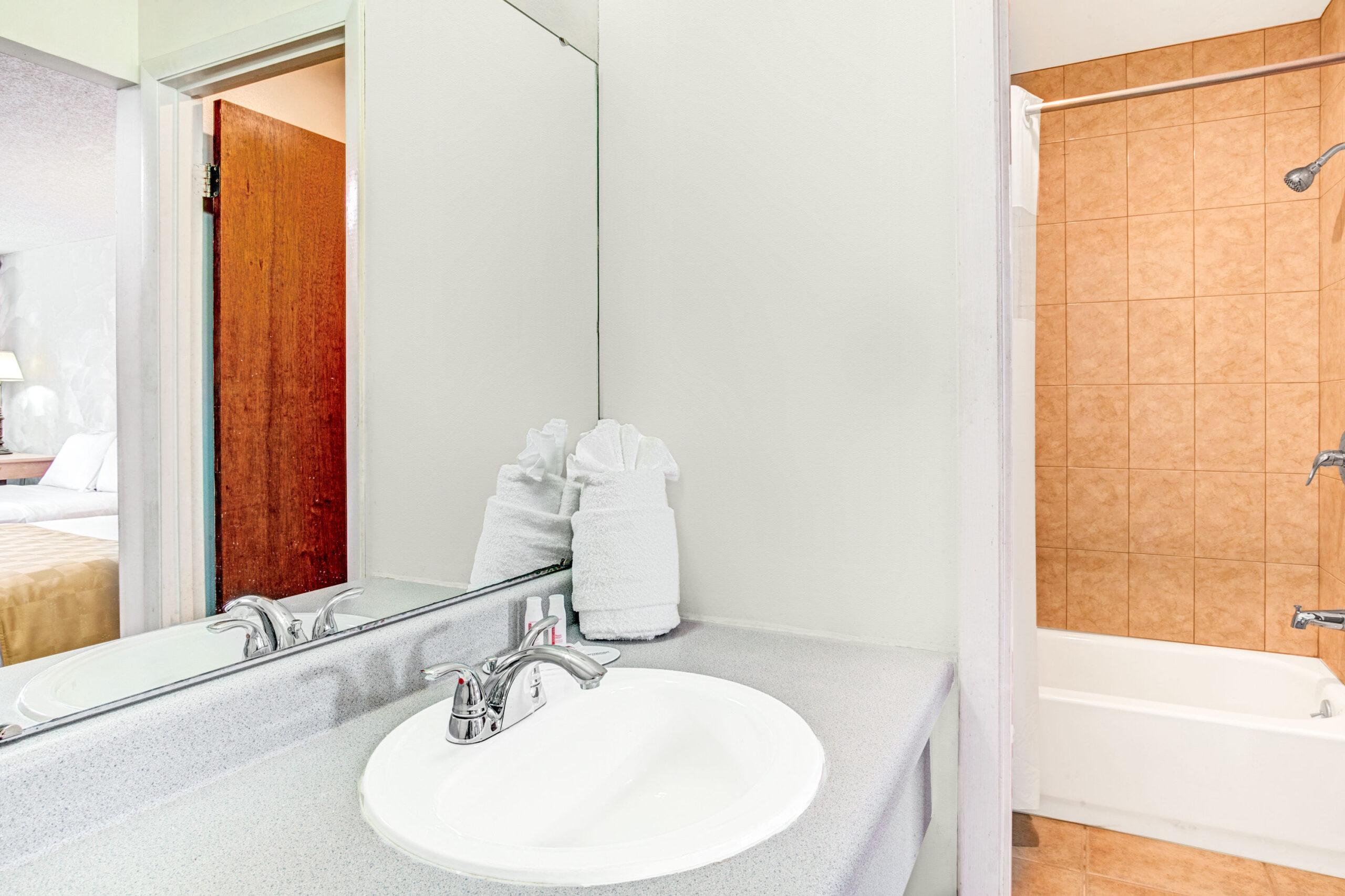 Hotel room bathroom.