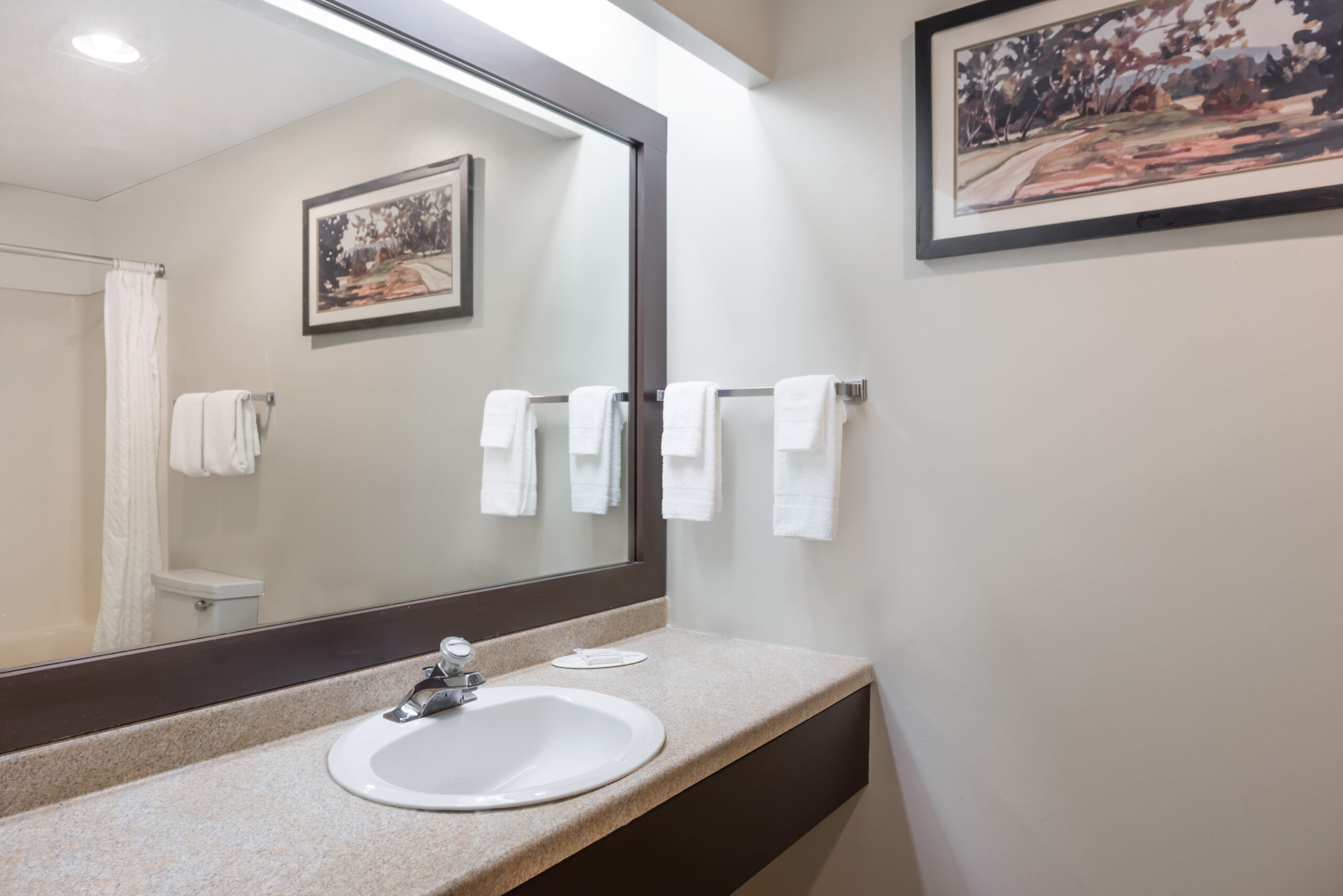 Hotel room bathroom.