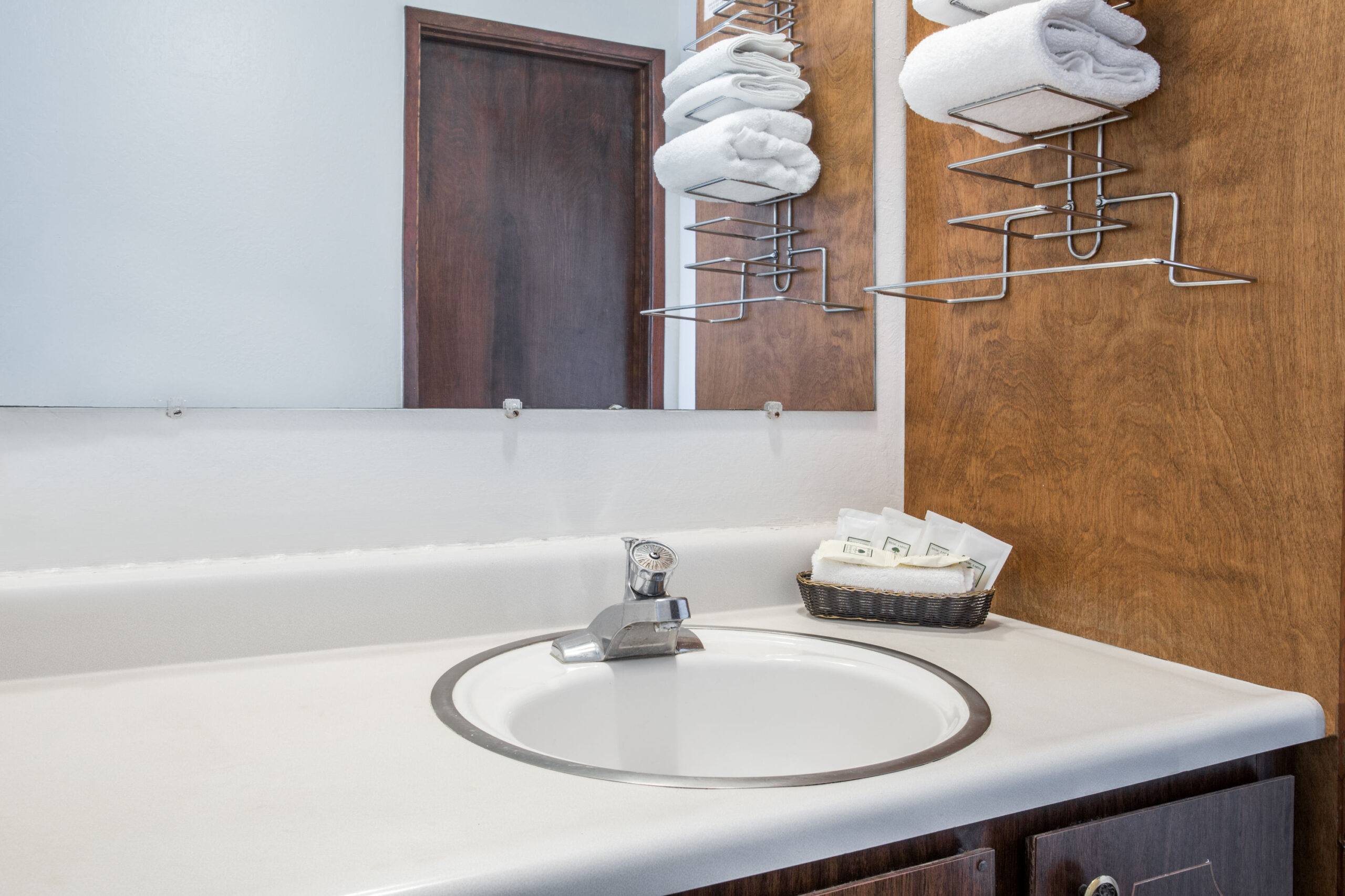 Hotel room bathroom.