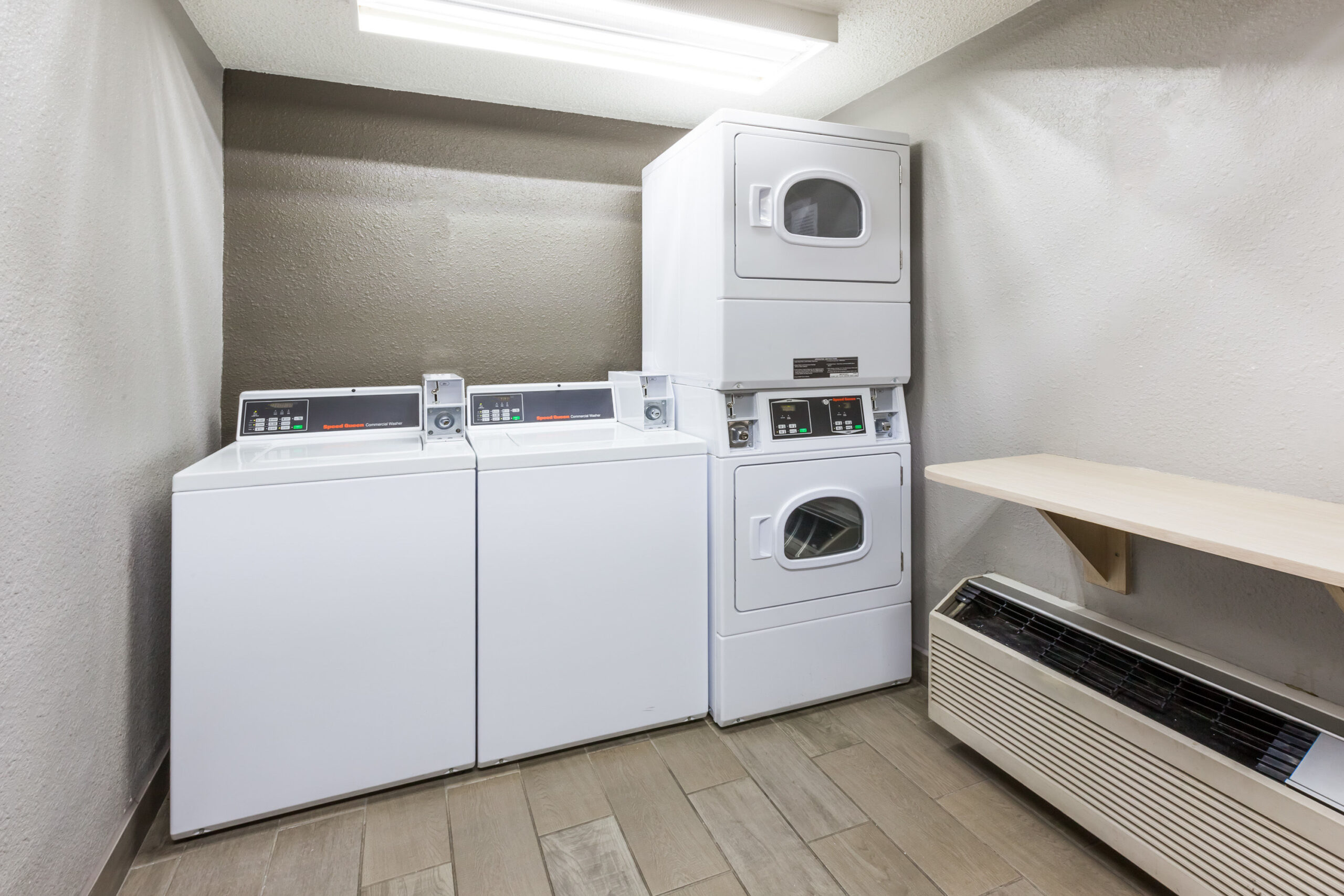 Hotel laundry facility area.