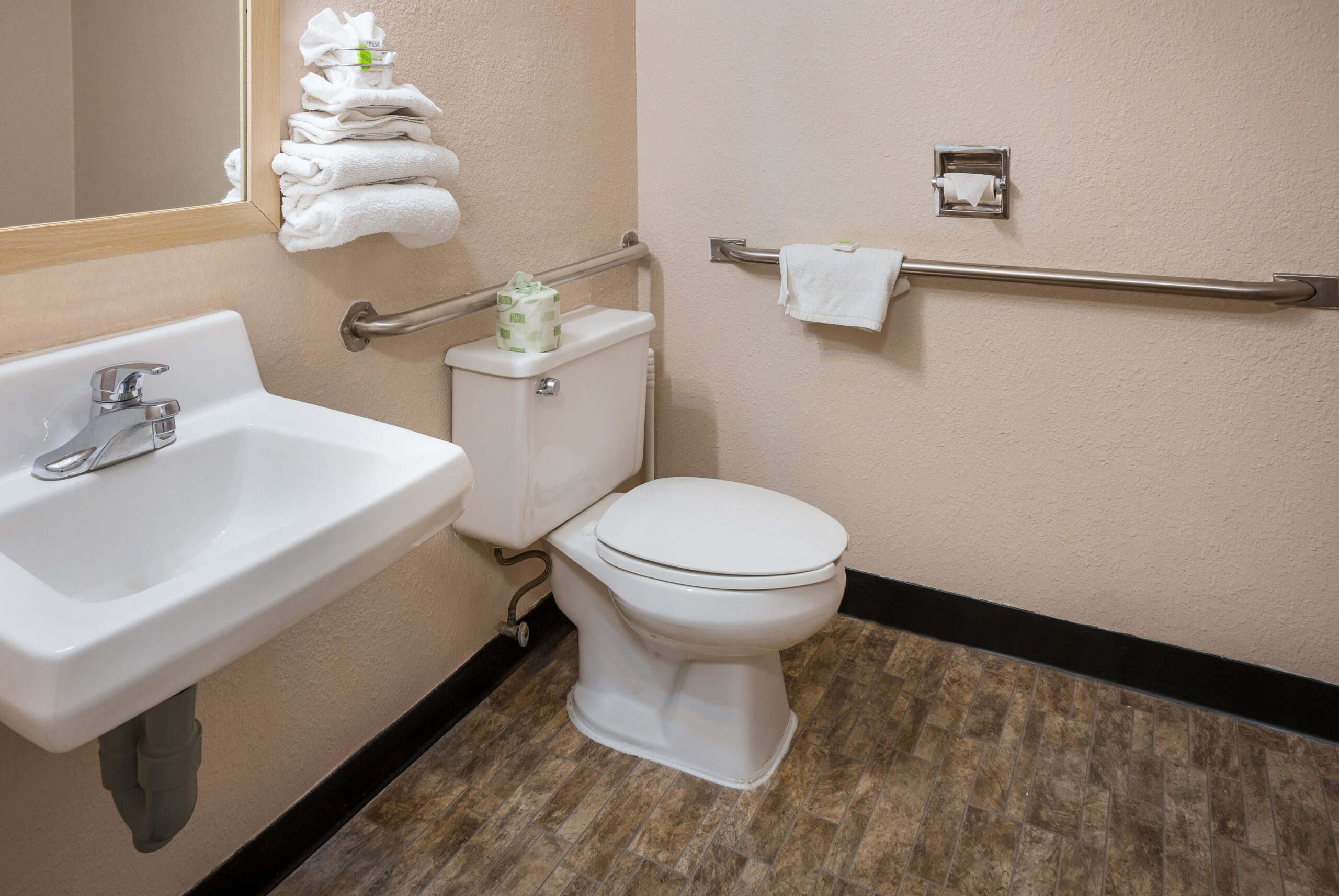 Hotel room bathroom.