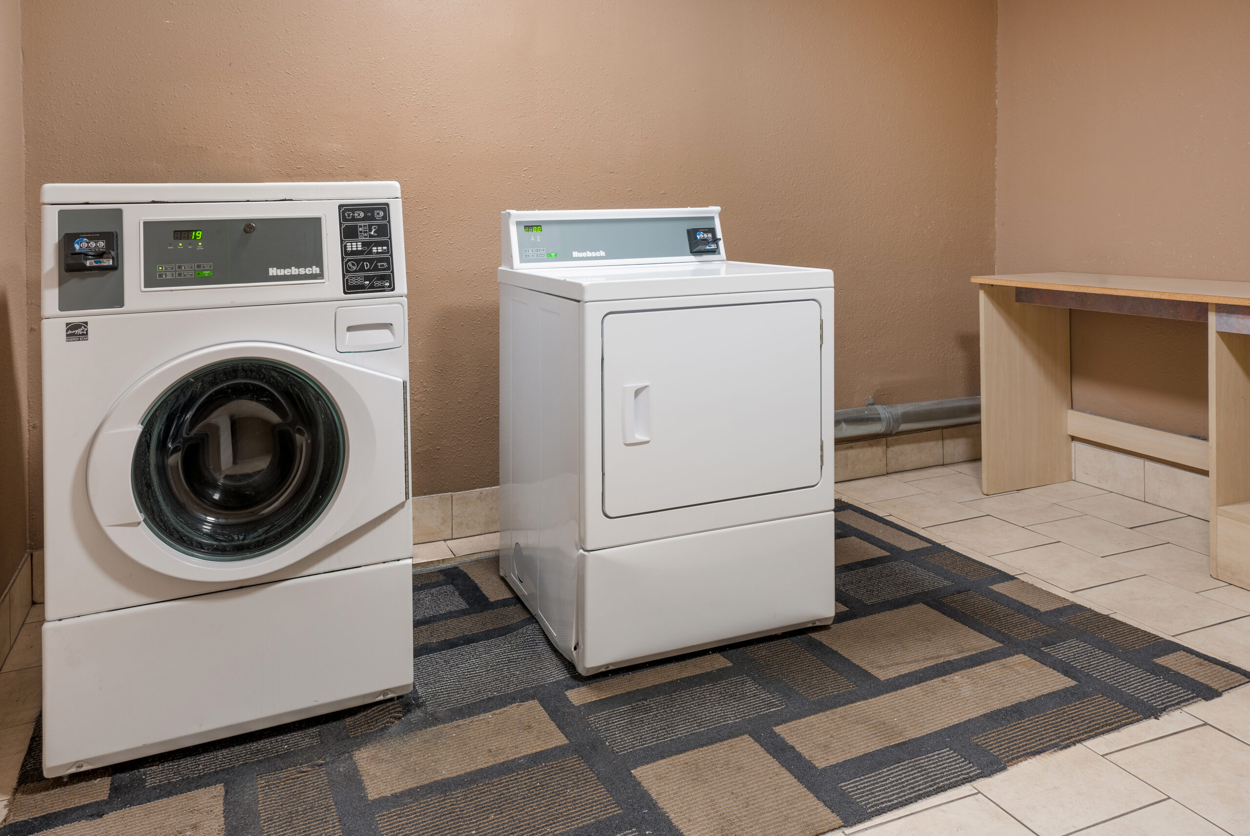 Hotel laundry facility area.