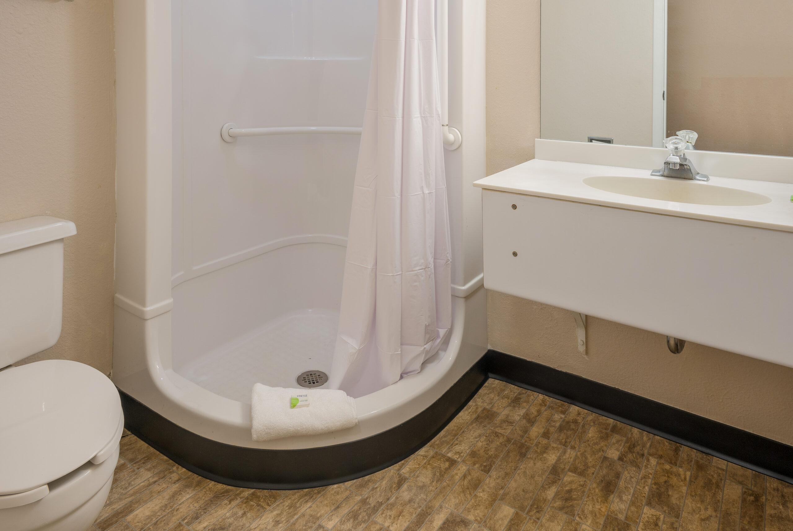 Hotel room bathroom.